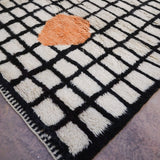 Contemporary Beni M'Rirt Carpet - White and Black Geometric 230x320cm