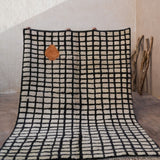 Contemporary Beni M'Rirt Carpet - White and Black Geometric 230x320cm