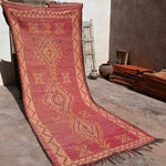 Haouz Vintage Moroccan Rug - Magenta 135x370cm