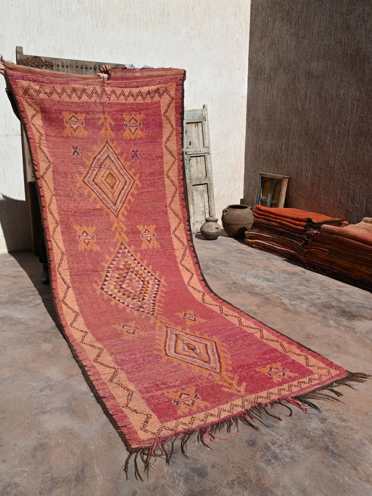 Haouz Vintage Moroccan Rug - Magenta 135x370cm