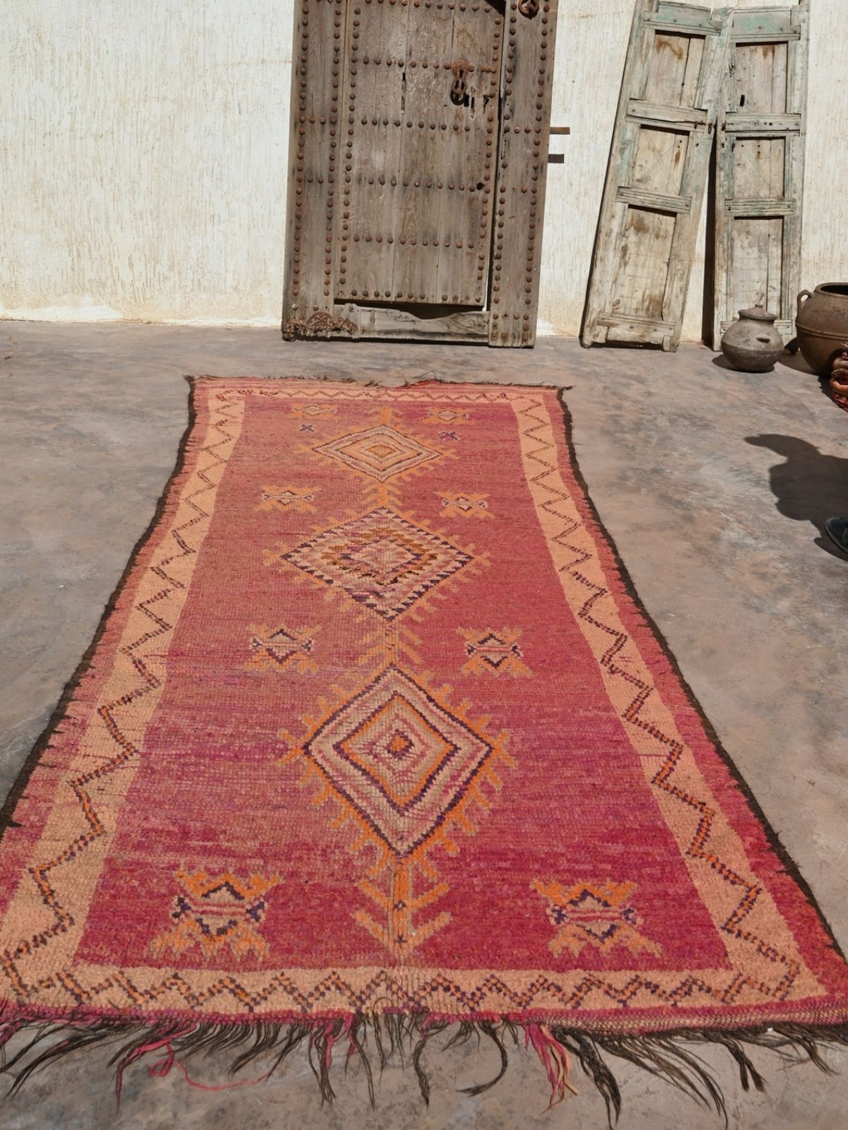 Haouz Vintage Moroccan Rug - Magenta 135x370cm