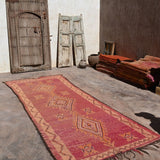 Haouz Vintage Moroccan Rug - Magenta 135x370cm