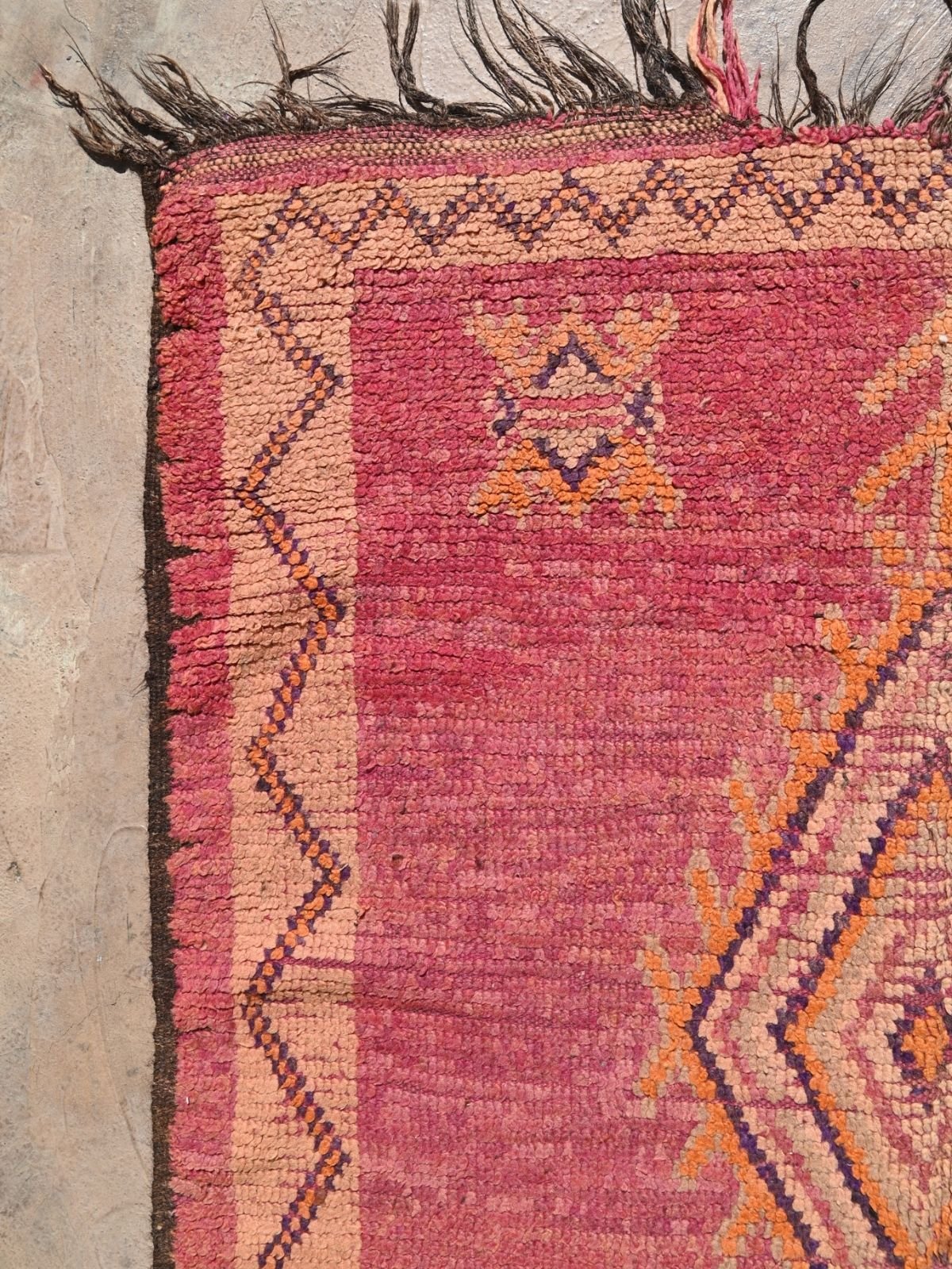 Haouz Vintage Moroccan Rug - Magenta 135x370cm