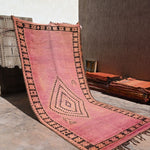 Haouz Vintage Moroccan Rug - Magenta Rose 167x380cm
