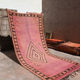 Haouz Vintage Moroccan Rug - Magenta Rose 167x380cm