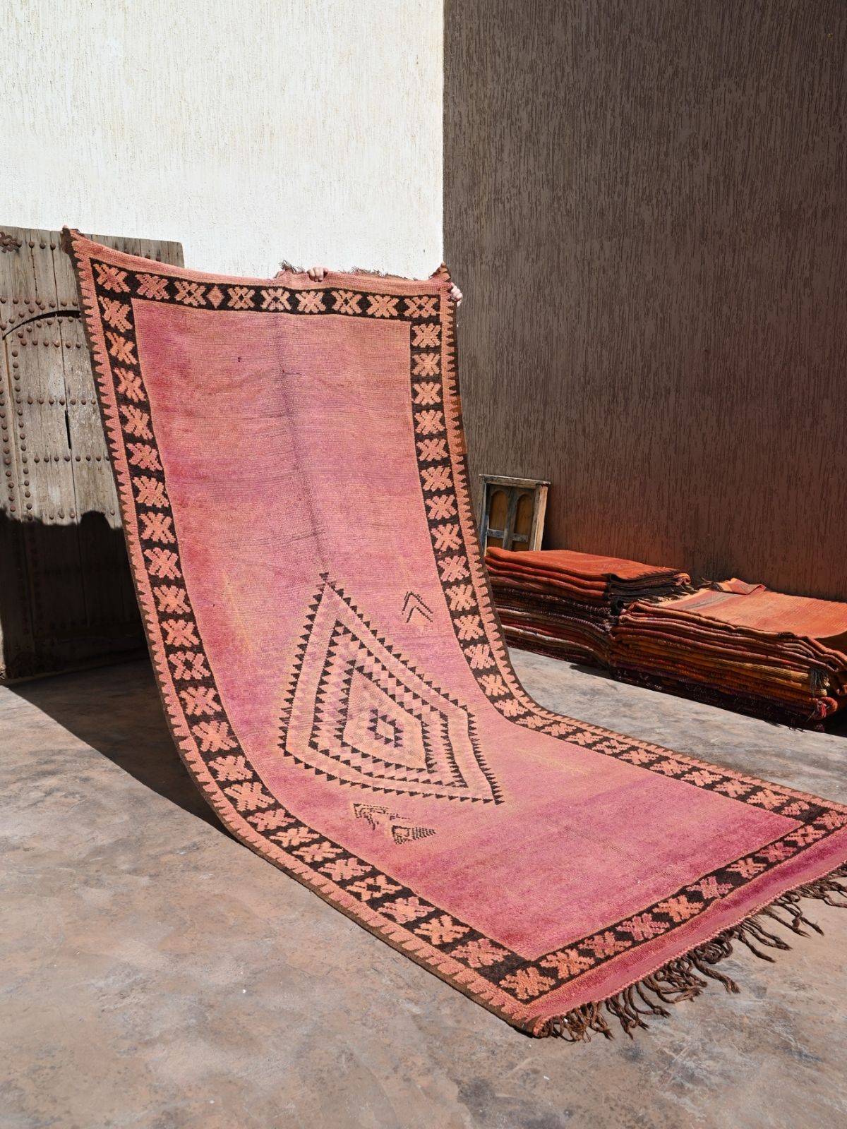 Haouz Vintage Moroccan Rug - Magenta Rose 167x380cm