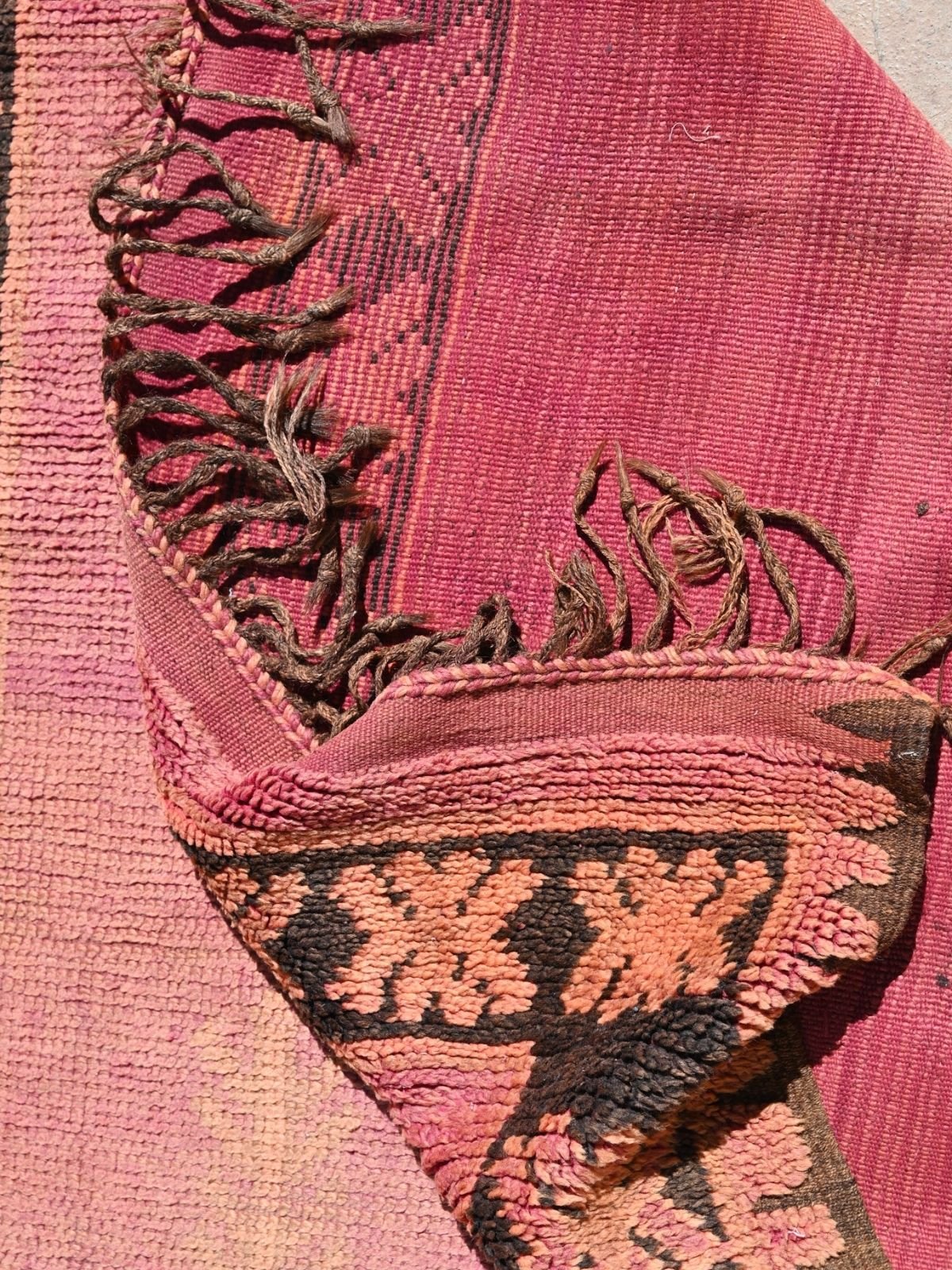 Haouz Vintage Moroccan Rug - Magenta Rose 167x380cm