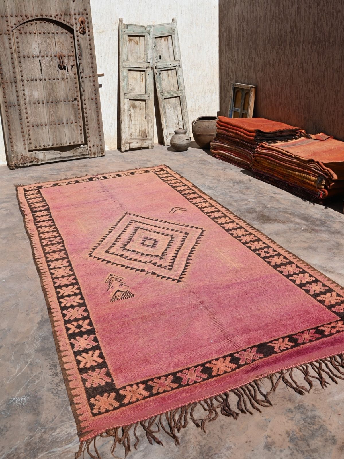 Haouz Vintage Moroccan Rug - Magenta Rose 167x380cm