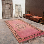 Haouz Vintage Moroccan Rug - Magenta Rose 167x380cm