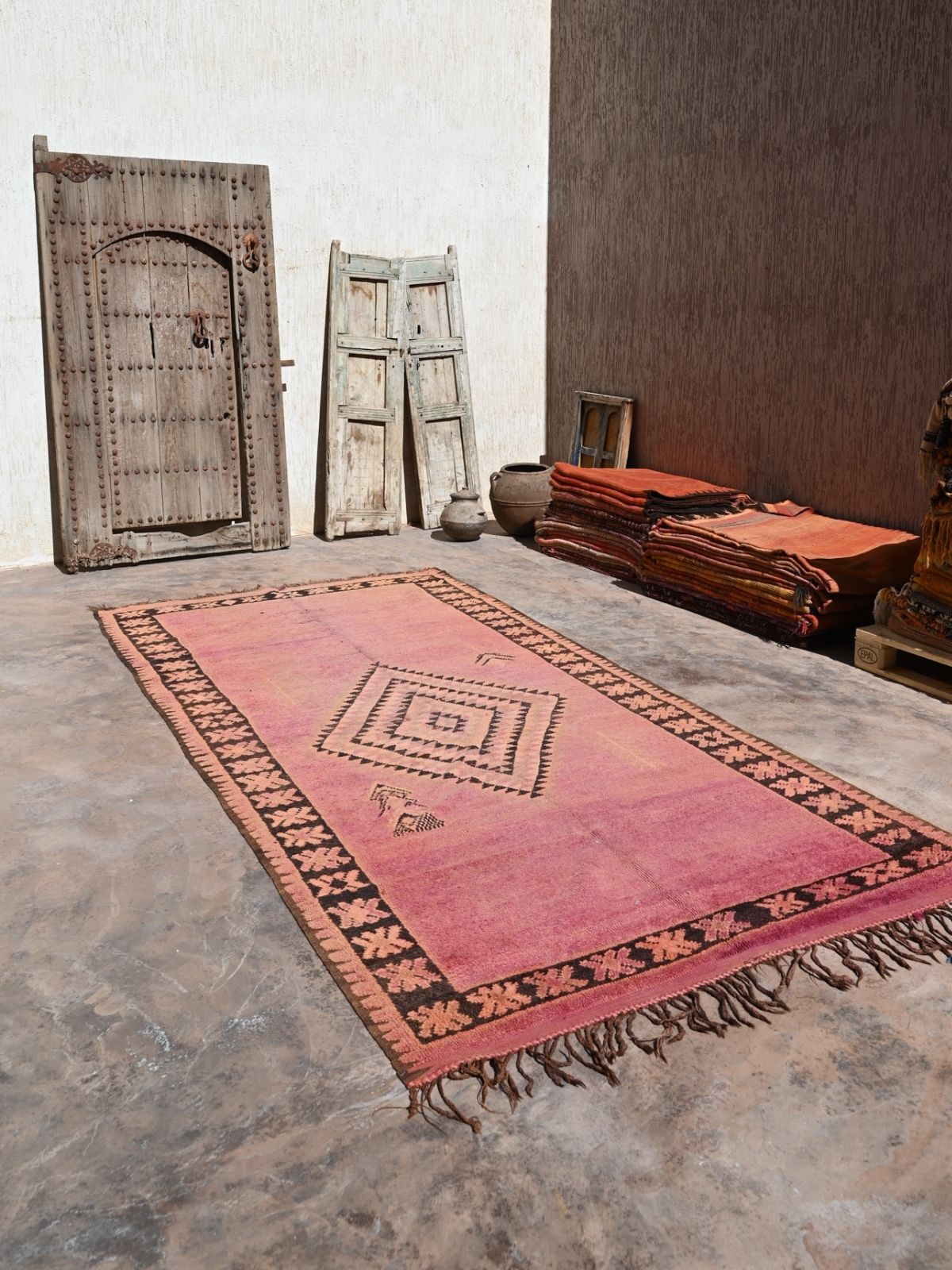 Haouz Vintage Moroccan Rug - Magenta Rose 167x380cm