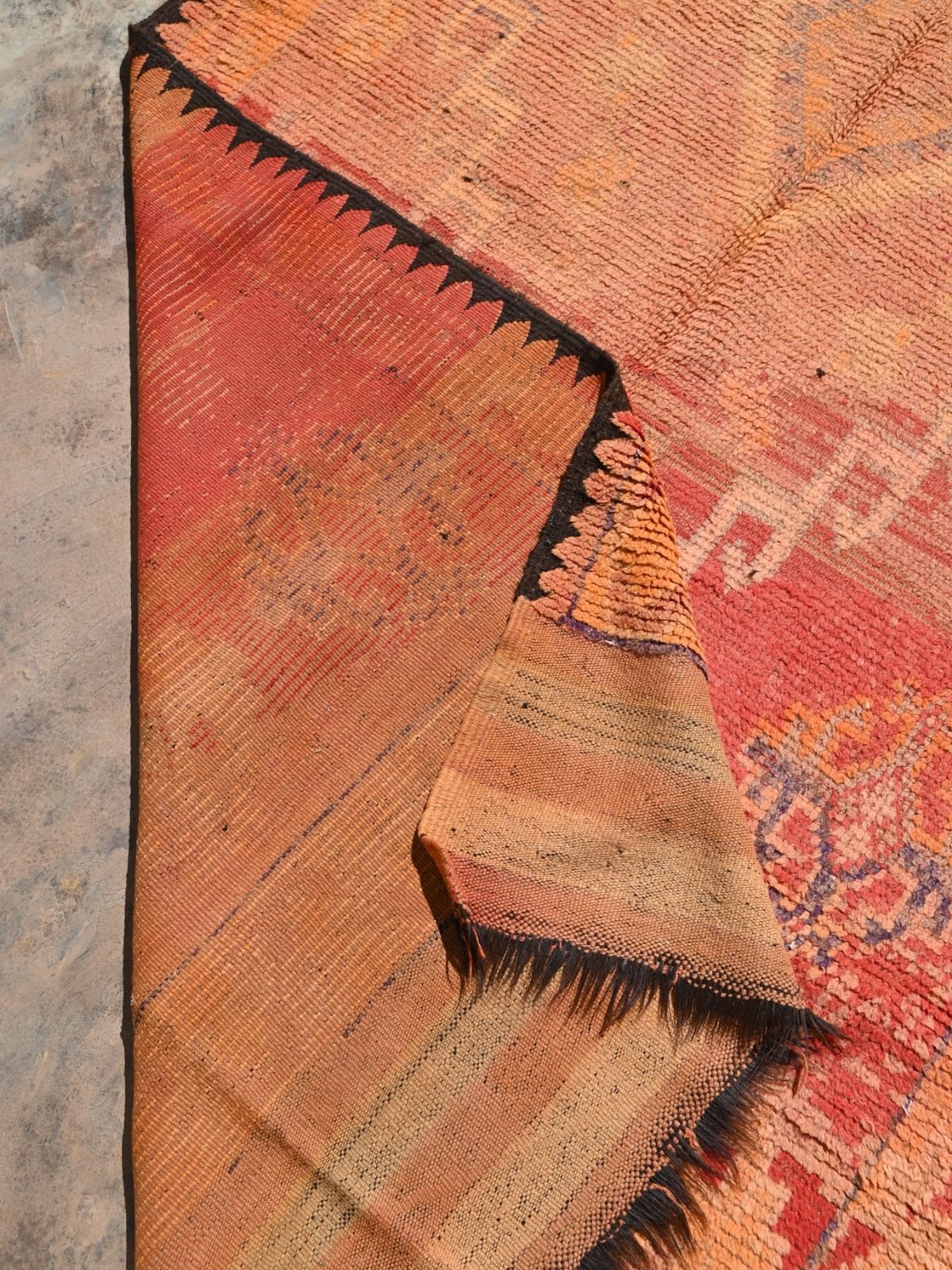 Haouz Vintage Moroccan Rug - Red & Soft Orange 155x355cm