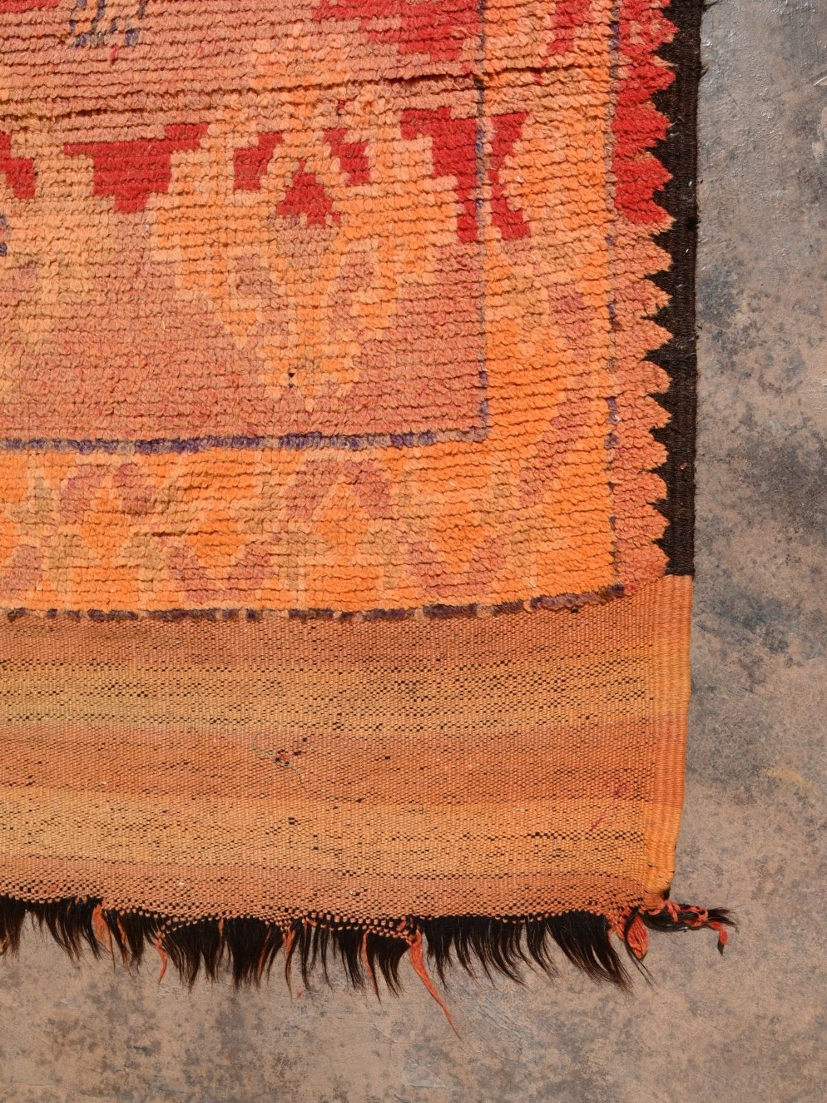Haouz Vintage Moroccan Rug - Red & Soft Orange 155x355cm