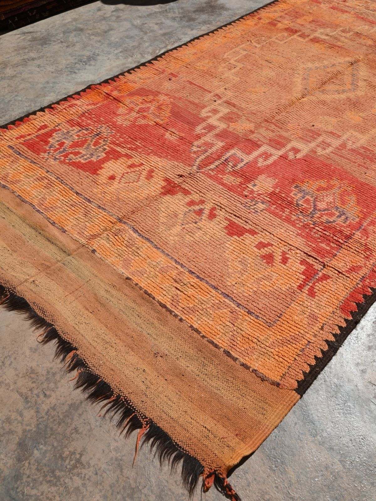 Haouz Vintage Moroccan Rug - Red & Soft Orange 155x355cm