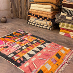 Boujad Rug (New Make) - Bright Orange & Pink 128x203cm