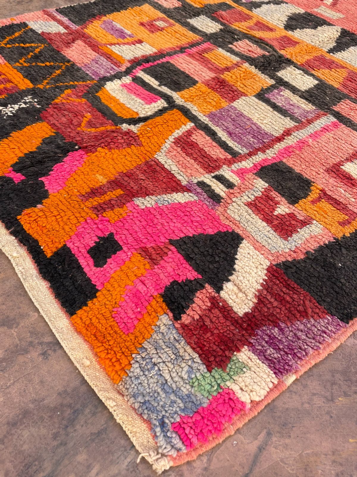 Boujad Rug (New Make) - Bright Orange & Pink 128x203cm