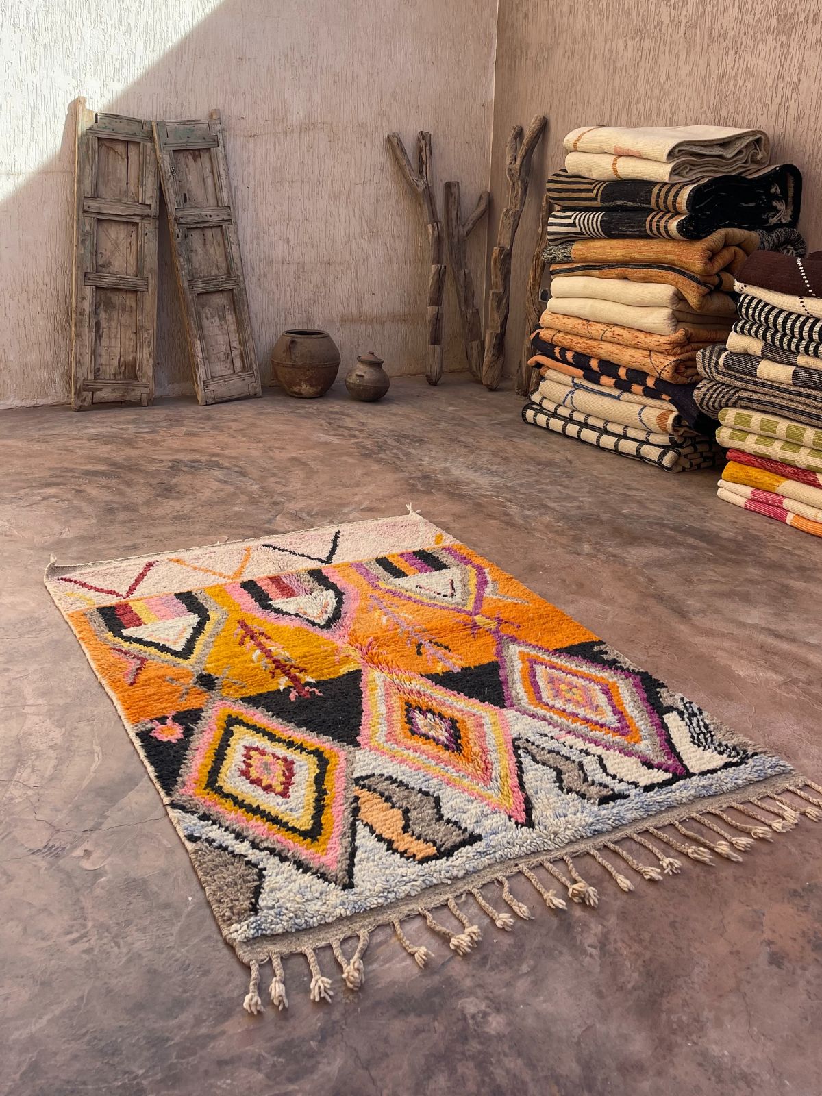 Boujad Rug (New-Make) - Orange Abstract 142x225cm