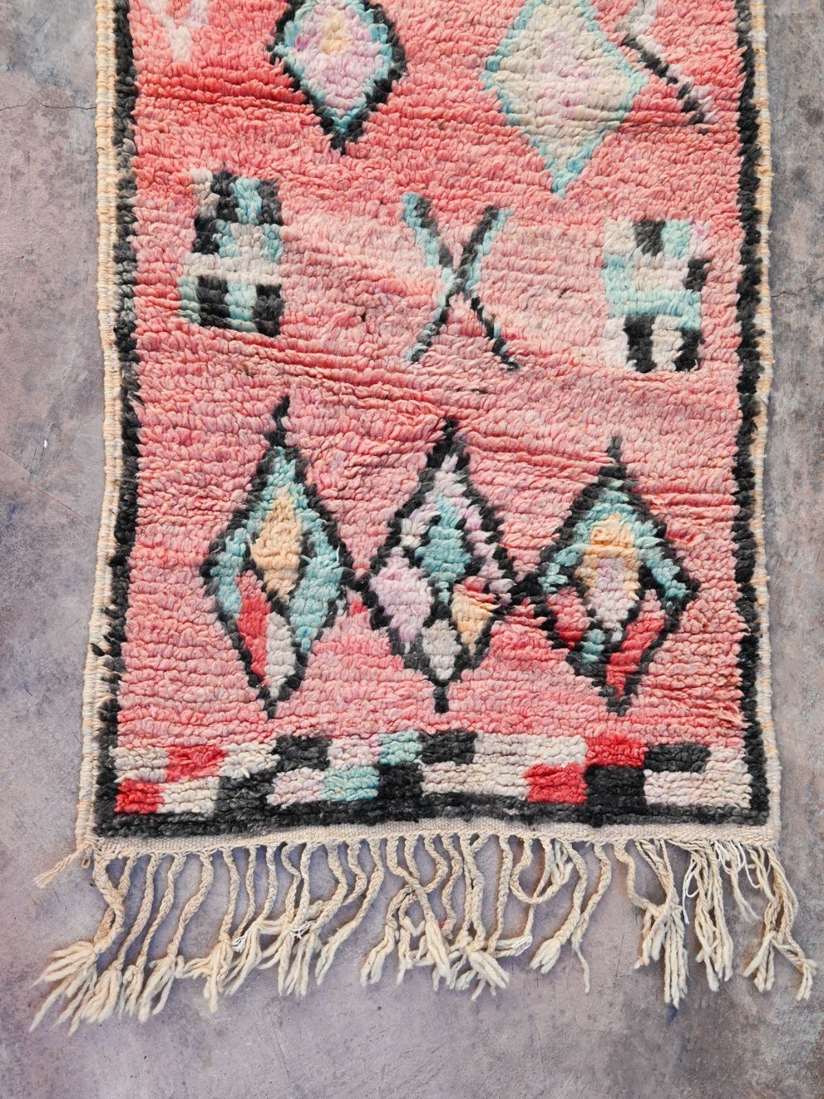 Moroccan Carpet Runner Rug - Blush Pink 72x310cm