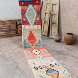 Moroccan Runner Rug - Red Blue 71x400cm