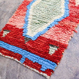 Moroccan Runner Rug - Red Blue 71x400cm