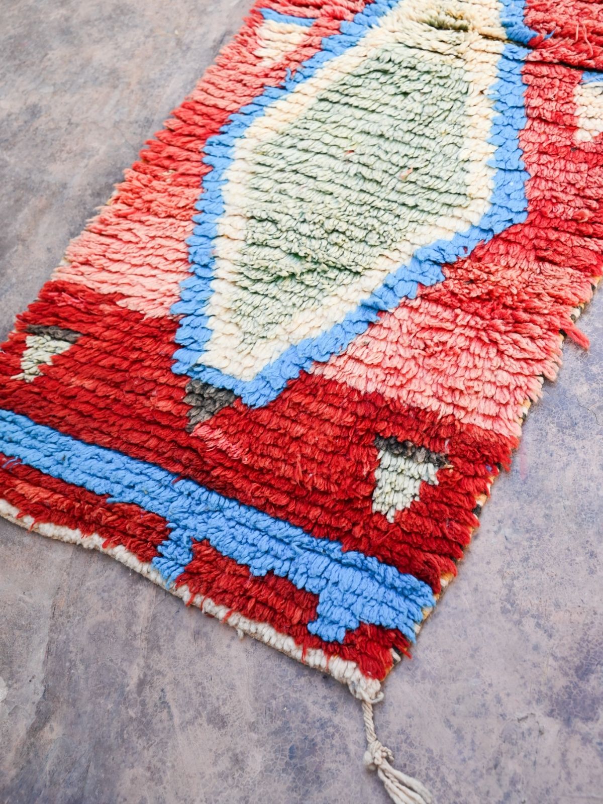 Moroccan Runner Rug - Red Blue 71x400cm