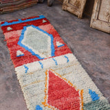 Moroccan Runner Rug - Red Blue 71x400cm