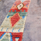 Moroccan Runner Rug - Red Blue 71x400cm