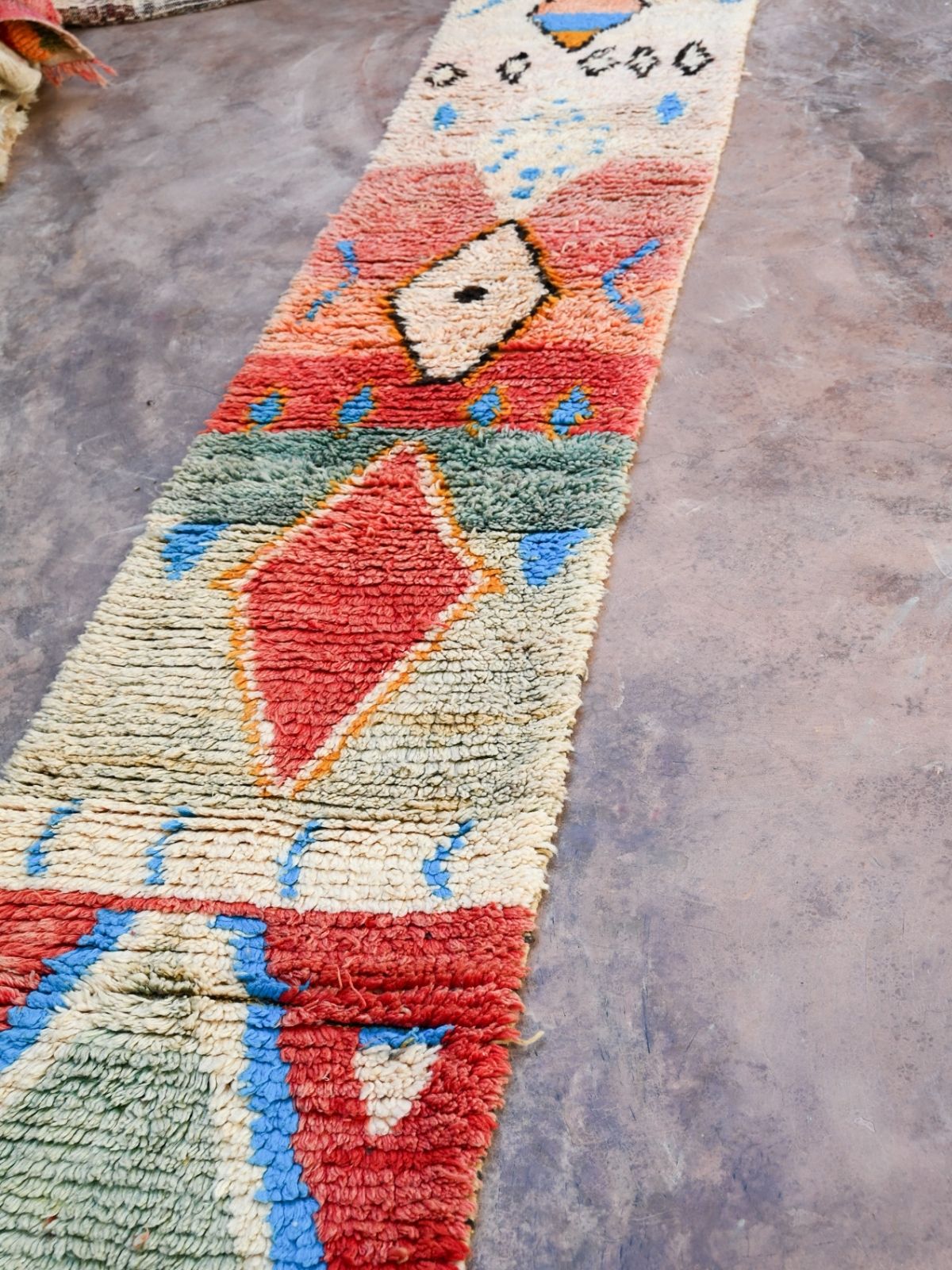 Moroccan Runner Rug - Red Blue 71x400cm