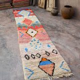 Moroccan Runner Rug - Red Blue 71x400cm