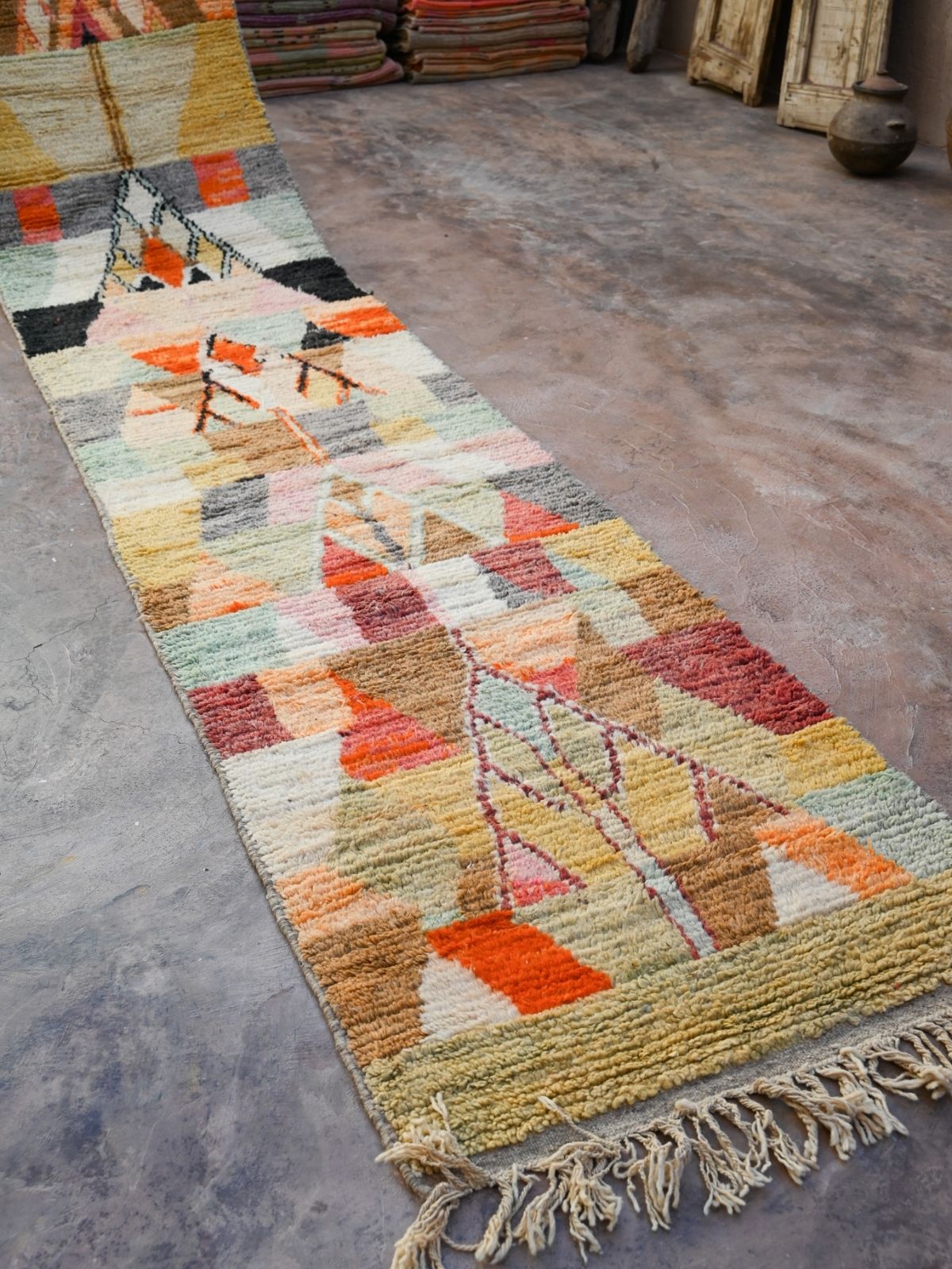 X Long Moroccan Runner Rug - Abstract 90x530cm