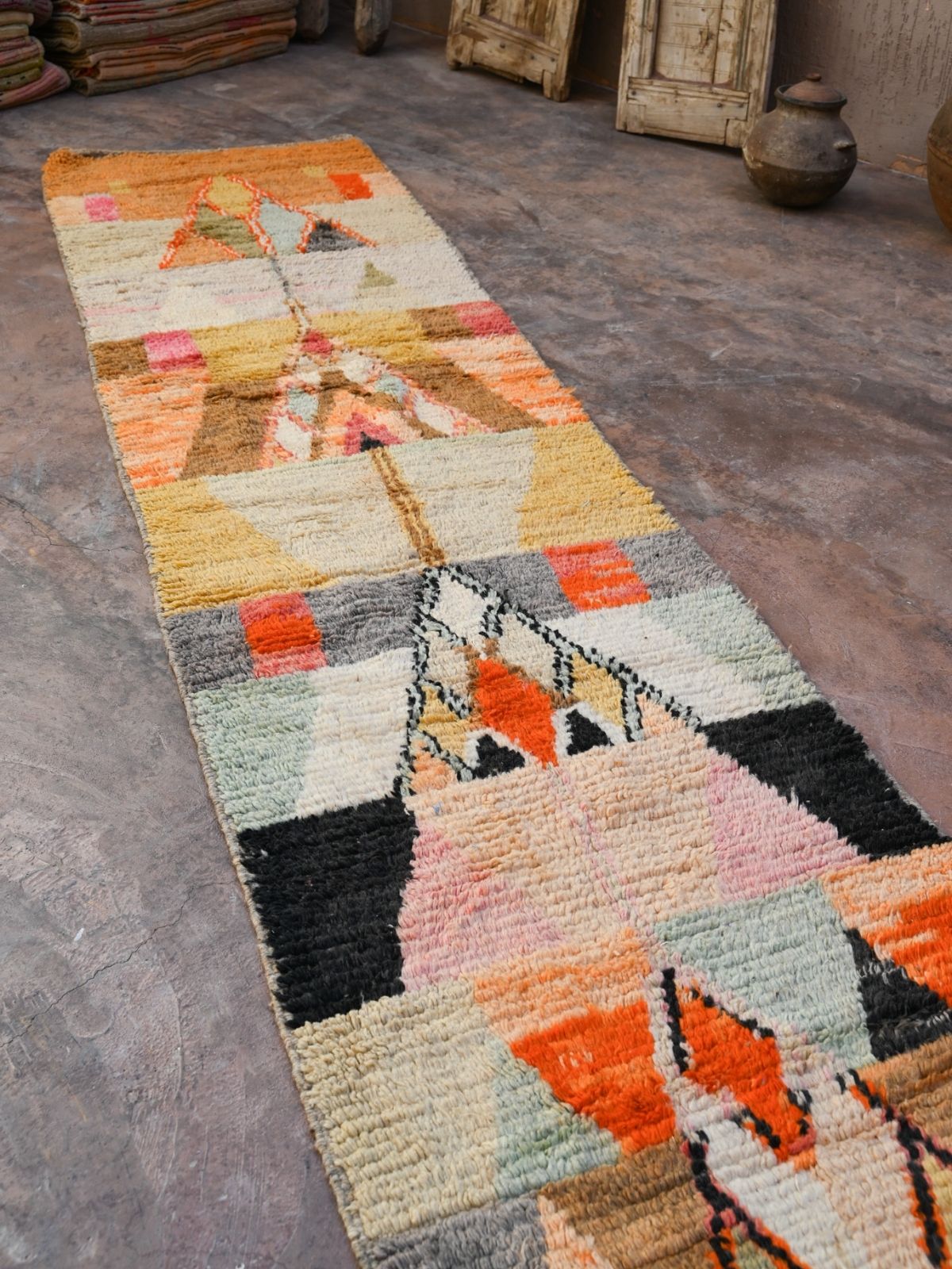 X Long Moroccan Runner Rug - Abstract 90x530cm