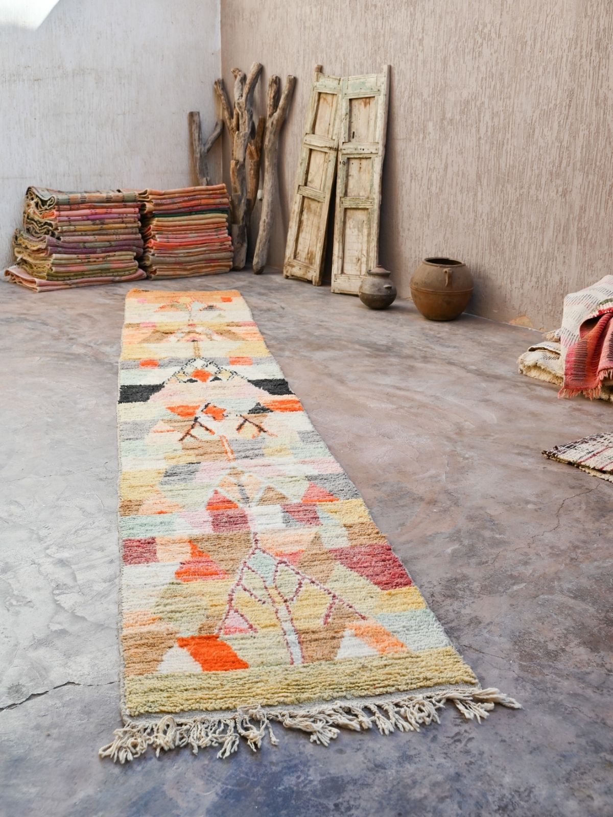 X Long Moroccan Runner Rug - Abstract 90x530cm