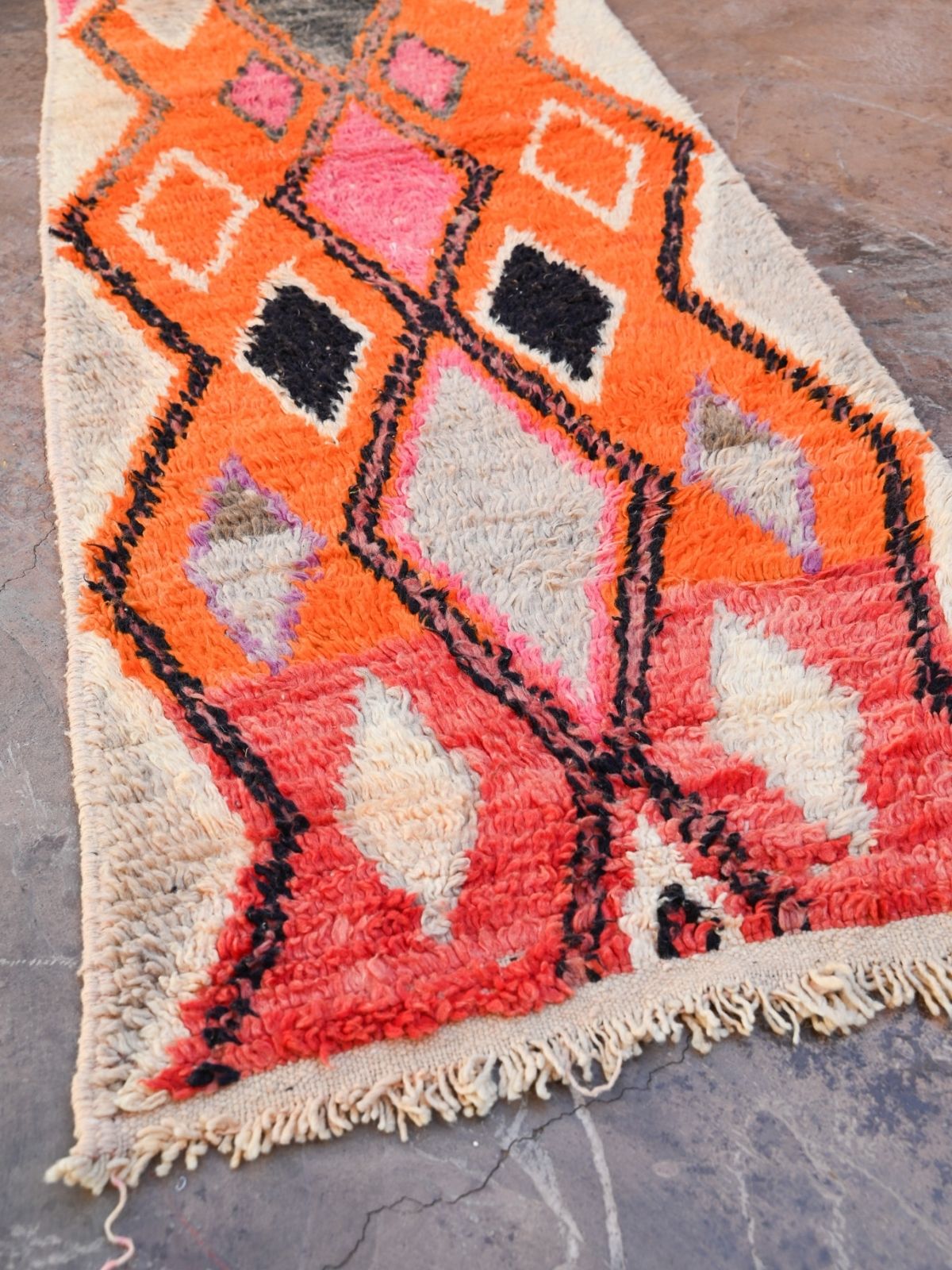 Moroccan Runner Rug - Orange Diamonds 73x390cm - Nouvelle Nomad