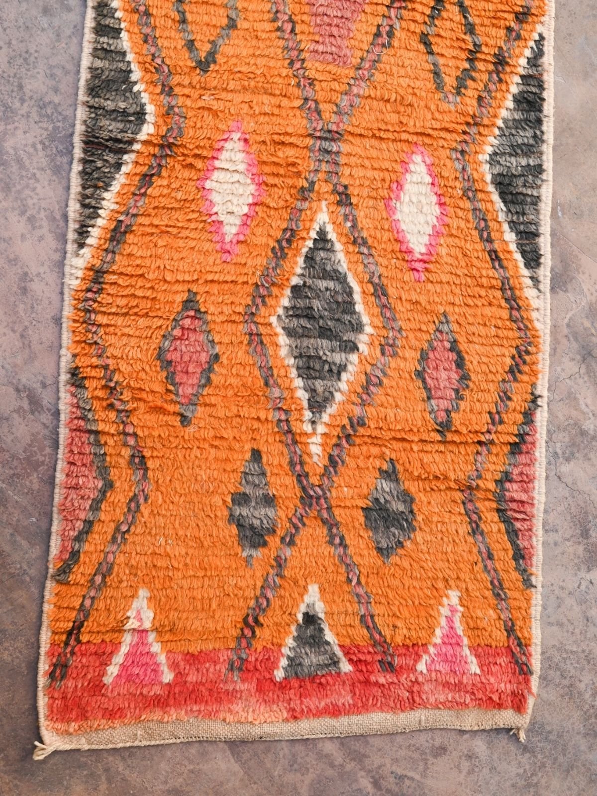 Moroccan Runner Rug - Orange Diamonds 73x390cm - Nouvelle Nomad