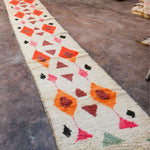 X Long Moroccan Runner Rug - White Orange 75x560cm