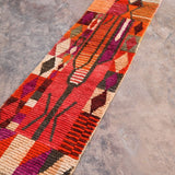 Moroccan Runner Rug - Red Abstract 73x327cm