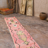 Moroccan Runner Rug - Light Pink 64x350cm