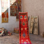 Moroccan Runner Rug - Magenta & Red 70x310cm