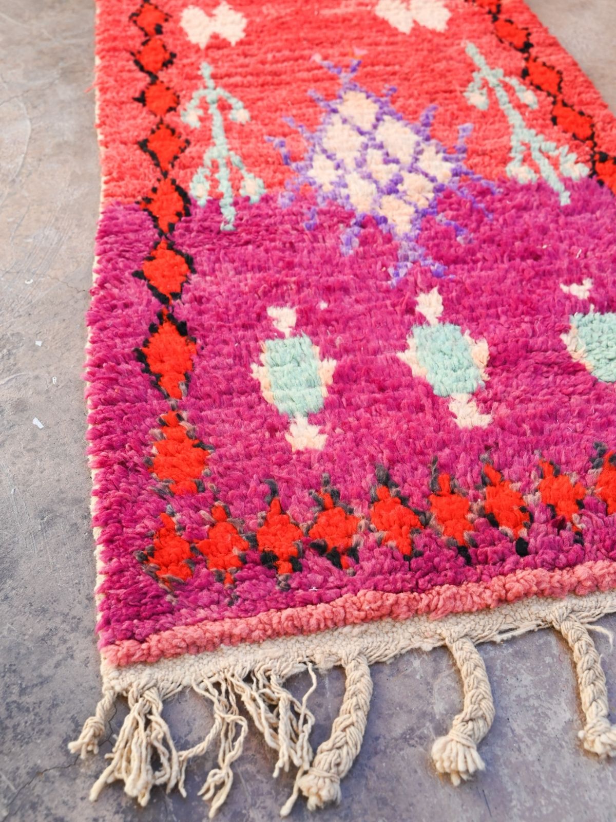 Moroccan Runner Rug - Magenta & Red 70x310cm