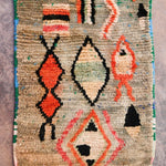 Moroccan Runner Rug - Olive Abstract 66x366cm