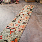 Moroccan Runner Rug - Olive Abstract 66x366cm