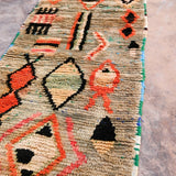 Moroccan Runner Rug - Olive Abstract 66x366cm