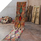 Moroccan Runner Rug - Multi Colourful 71x370cm