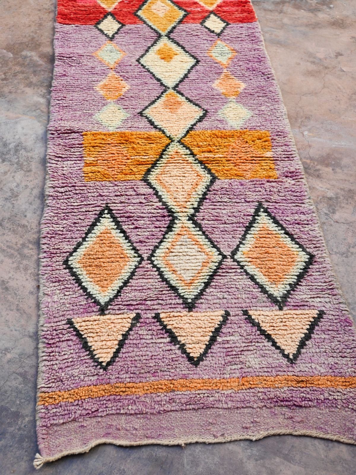 Moroccan Runner Rug - Purple & Terracota 72x409cm