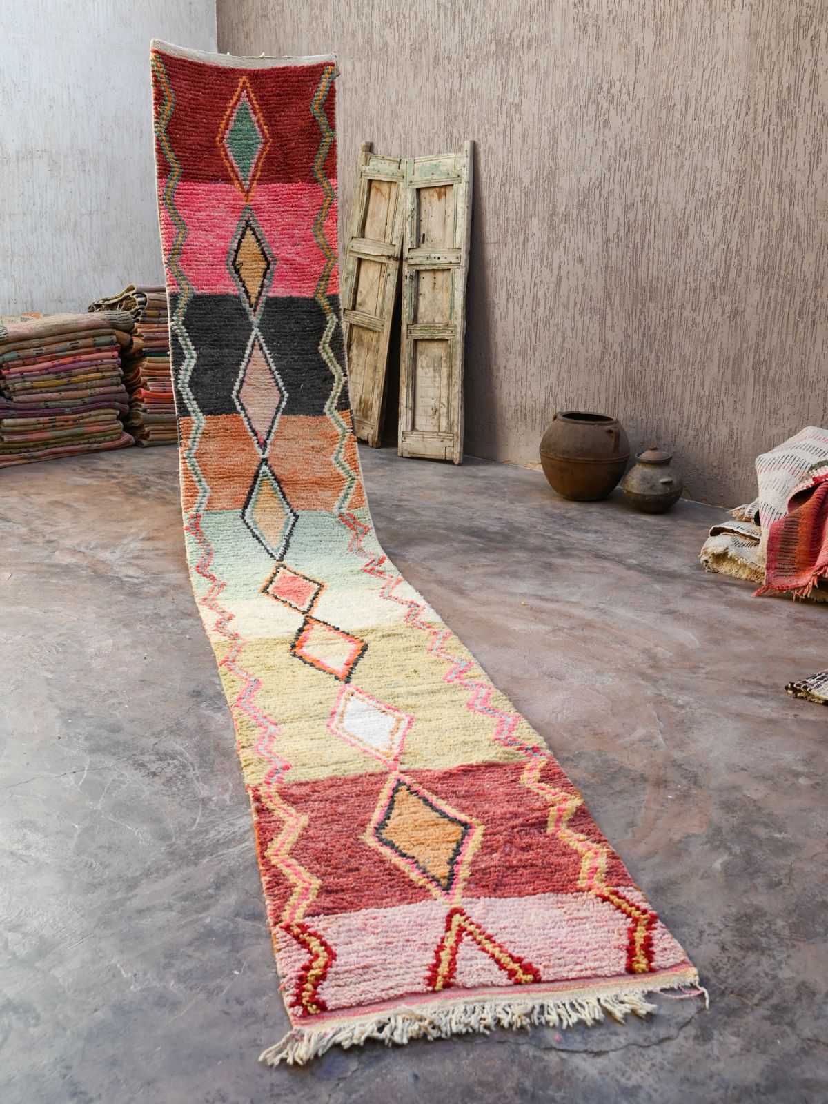 X Long Moroccan Runner Rug - Pink Red 78x510cm