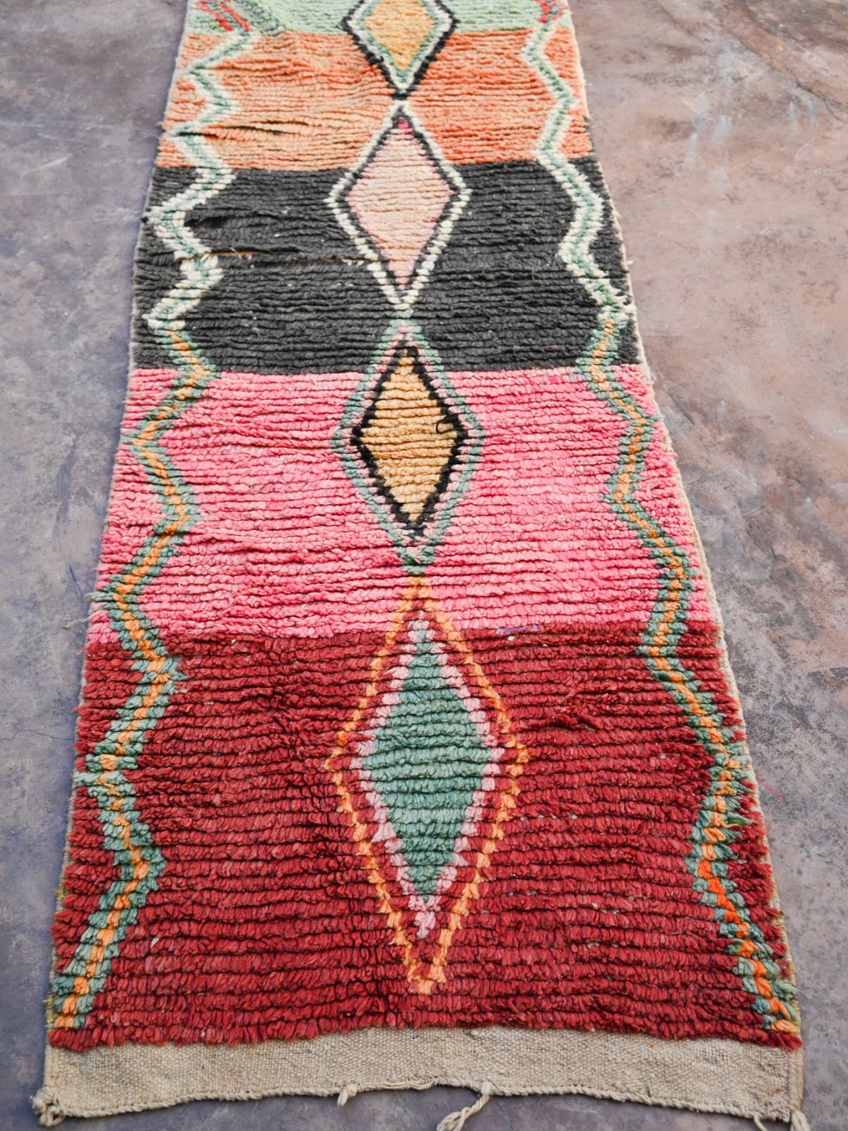 X Long Moroccan Runner Rug - Pink Red 78x510cm