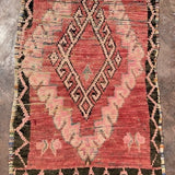 Vintage Moroccan Runner Rug - Red Boujad 88x255cm
