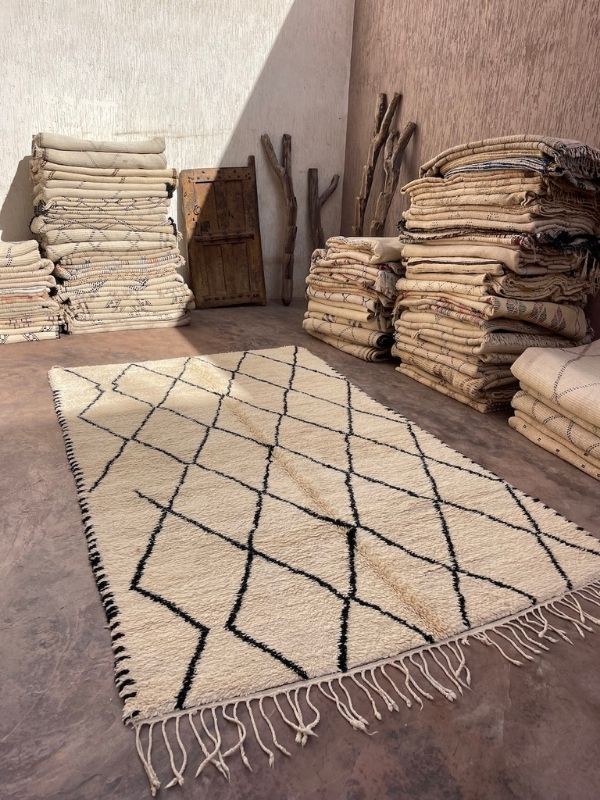 Custom Made Beni Ourain Rug - Cream & Black - Nouvelle Nomad