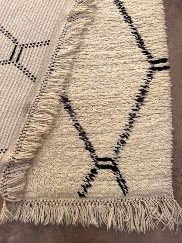 Custom Made Marmoucha Rug - Cream & Black - Nouvelle Nomad