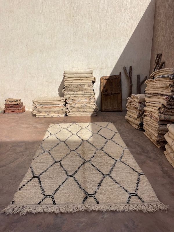 Custom Made Marmoucha Rug - Cream & Black - Nouvelle Nomad