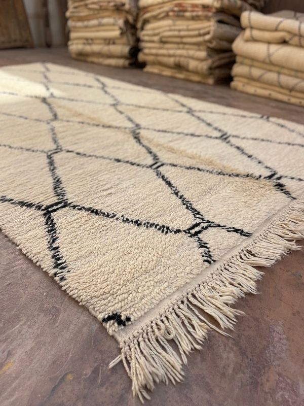 Custom Made Marmoucha Rug - Cream & Black - Nouvelle Nomad